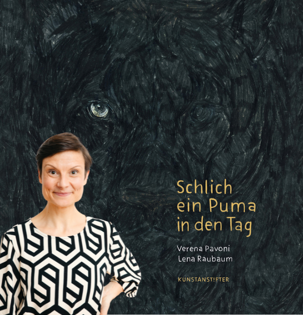 Zu sehen ist Lena Raubaum sowie das Cover des Buchs "Schlich ein Puma in den Tag"